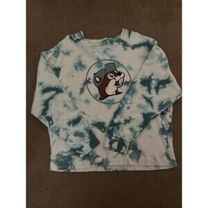 Buc-ees Women Beaver Logo Pullover Crewneck Sweatshirt Purple Tie Dye XLarge
